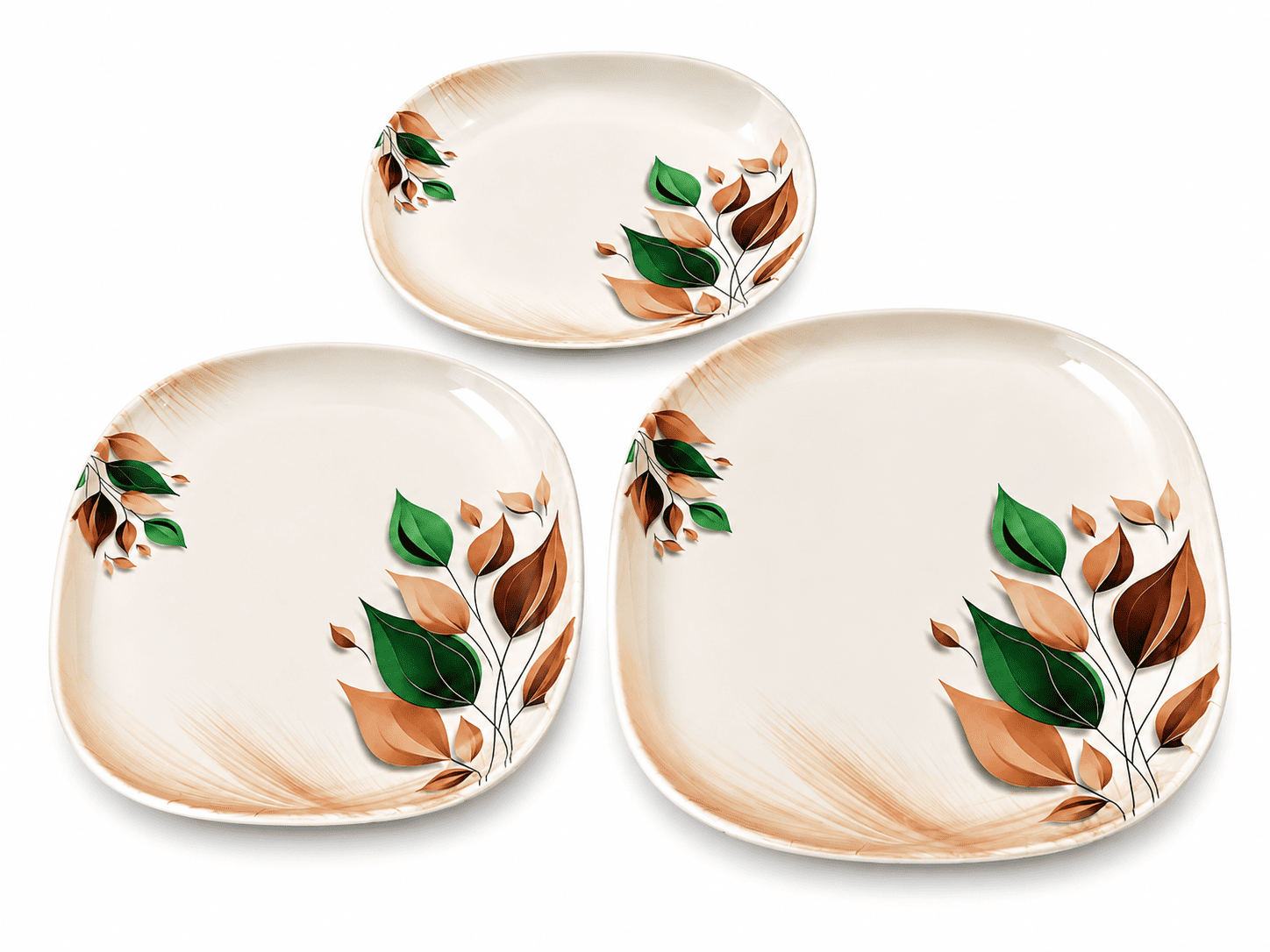 Green & Copper Autumn Leaves 72 Piece Melamine Dinner Set | YB Melamine - Image 3
