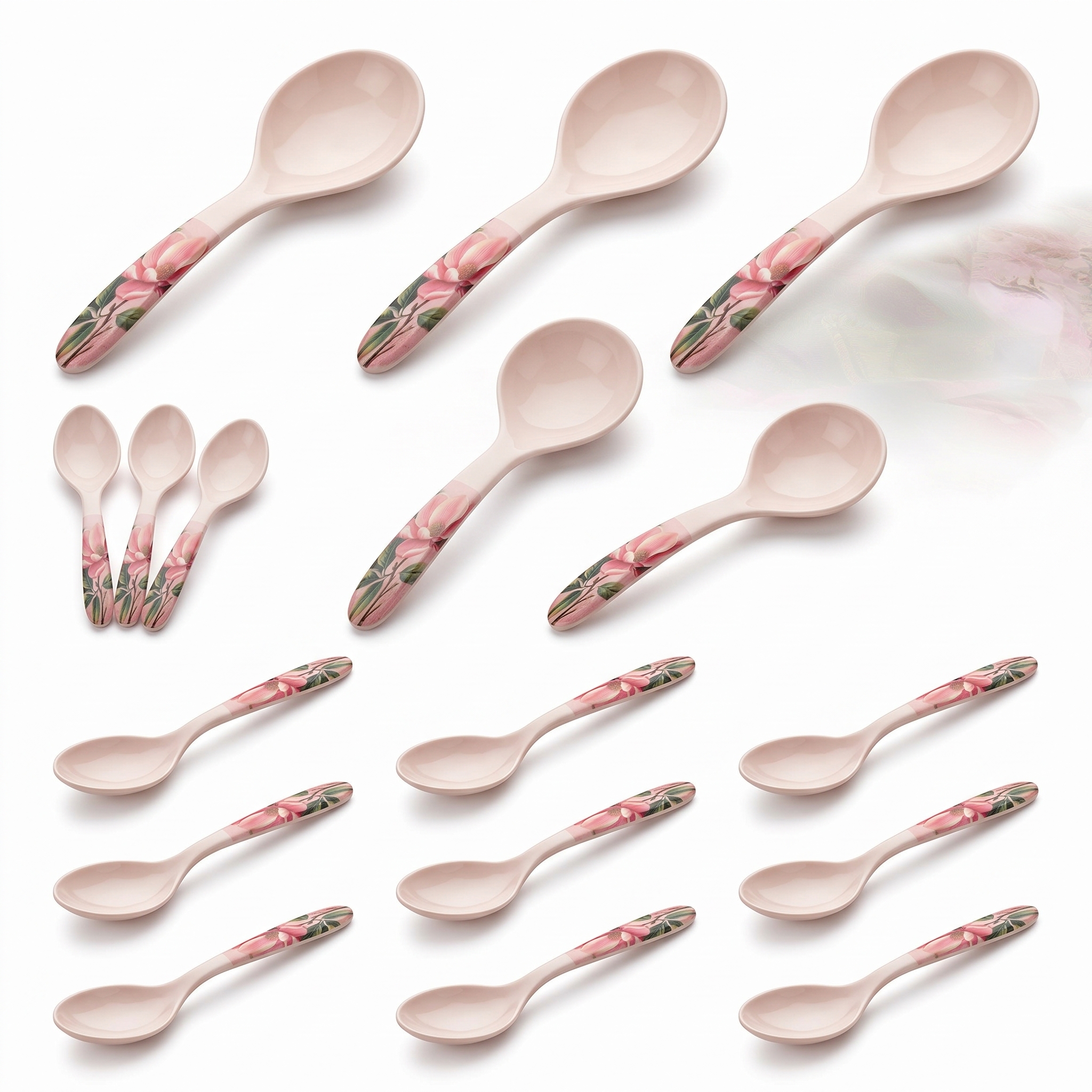 Blush Pink Floral Melamine 72 Piece Dinner Set | YB Melamine - Image 4
