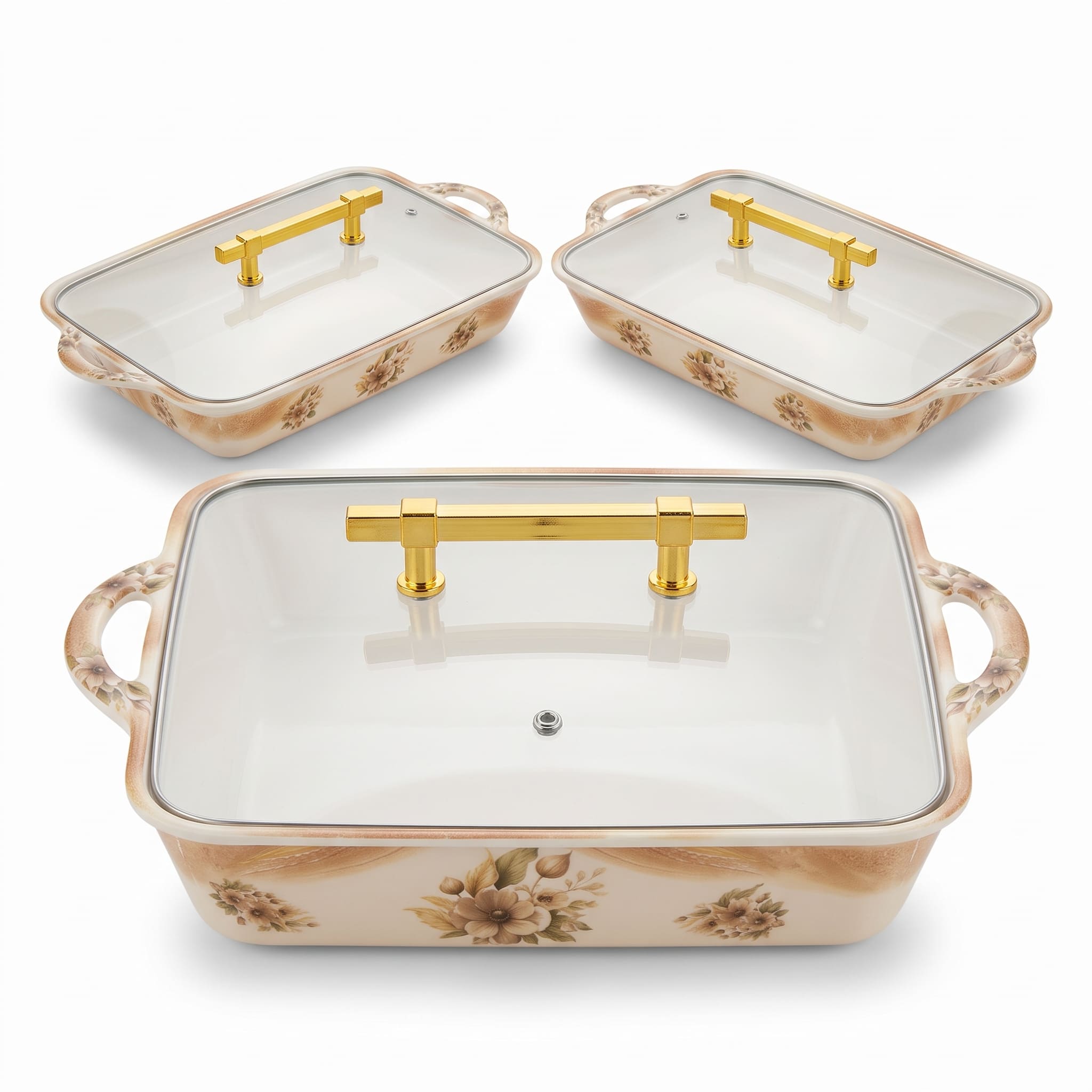 Vintage Cream & Gold Floral 72 Piece Melamine Dinner Set | YB Melamine - Image 4