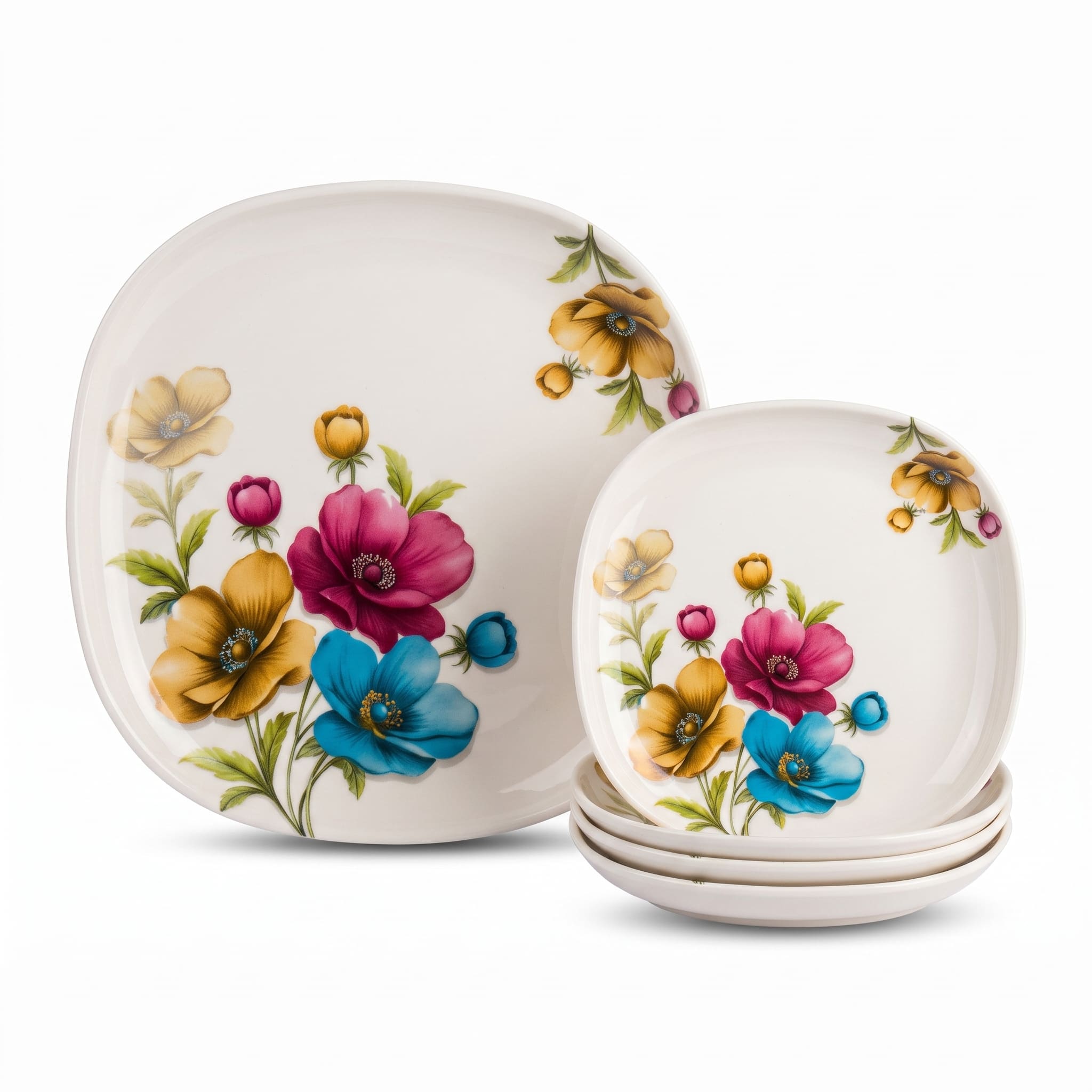Boho Bright Floral Blossom 72 Piece Melamine Dinner Set | YB Melamine - Image 6