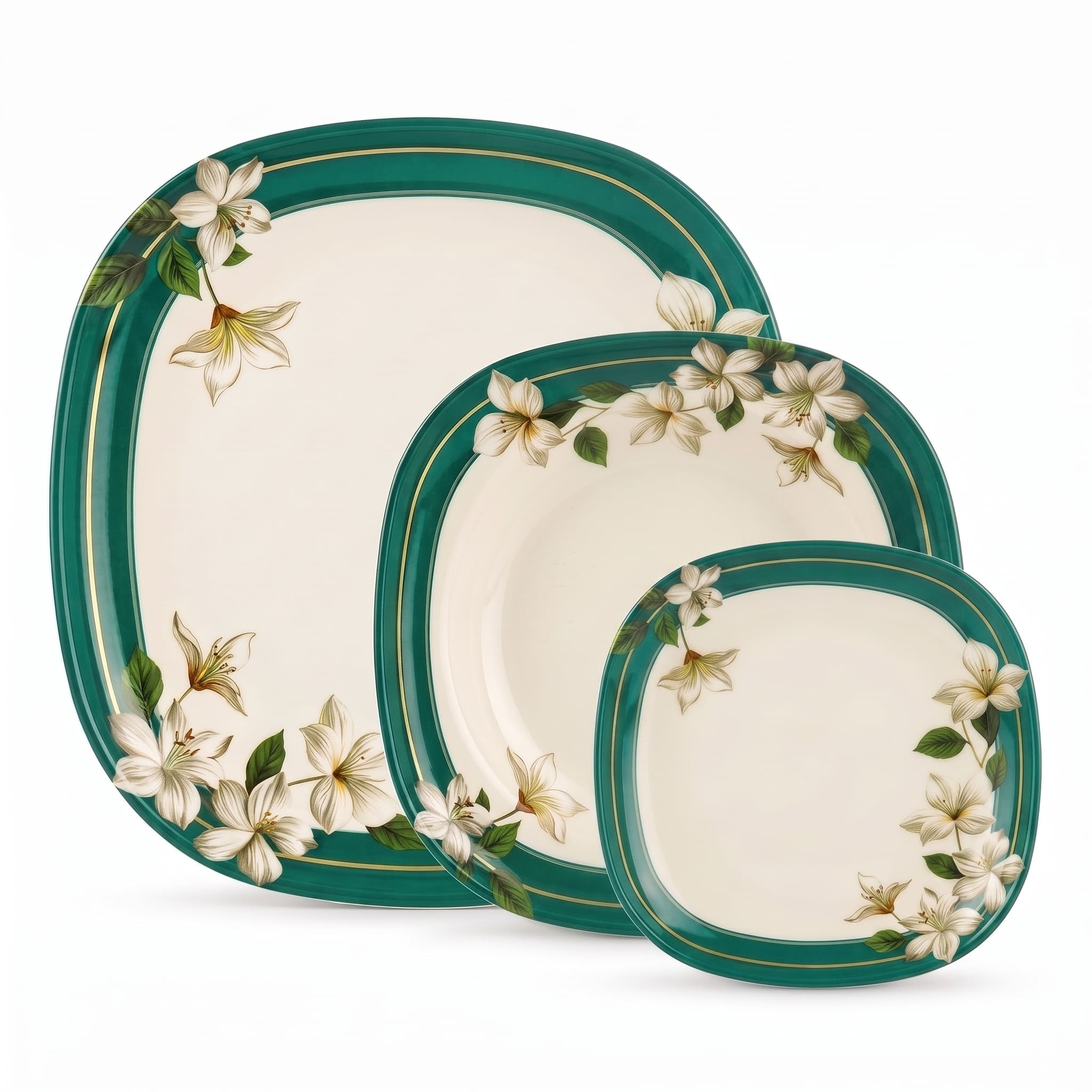 Forest Jade Blossom 72 Piece Melamine Dinner Set | YB Melamine - Image 4