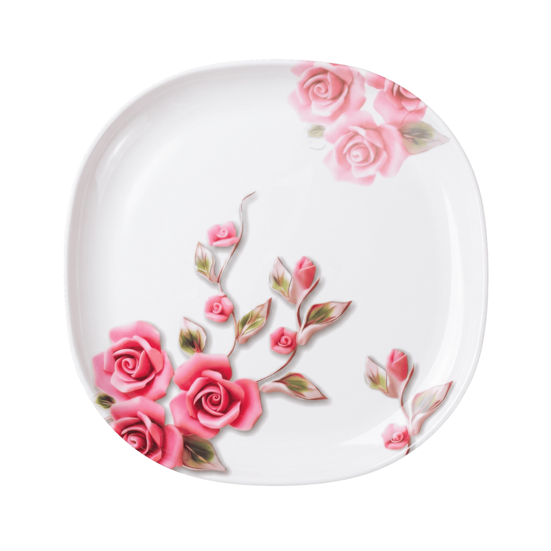 Classic Pink Rose 72 Piece Melamine Dinner Set | YB Melamine