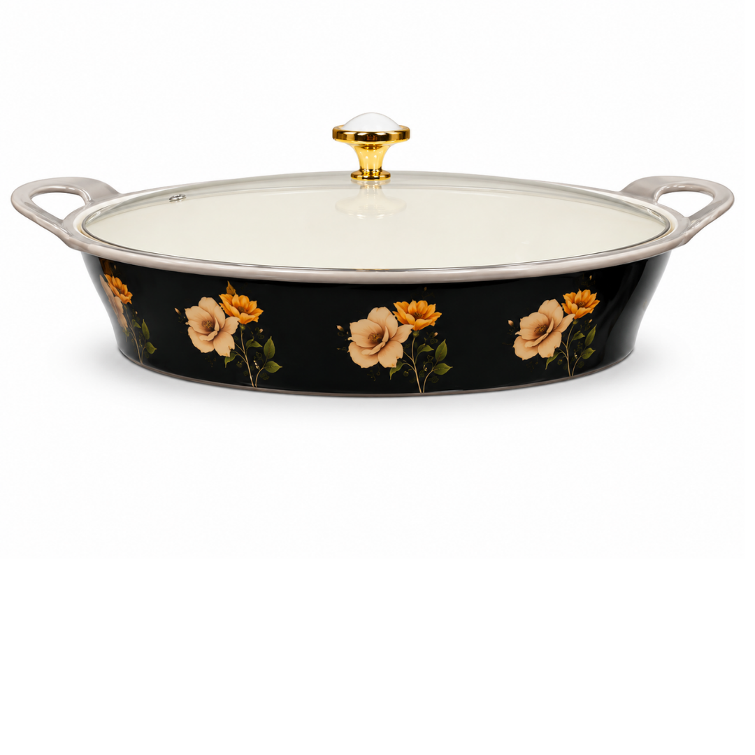 Jet Black & Gold Floral 72 Piece Melamine Dinner Set | YB Melamine - Image 5