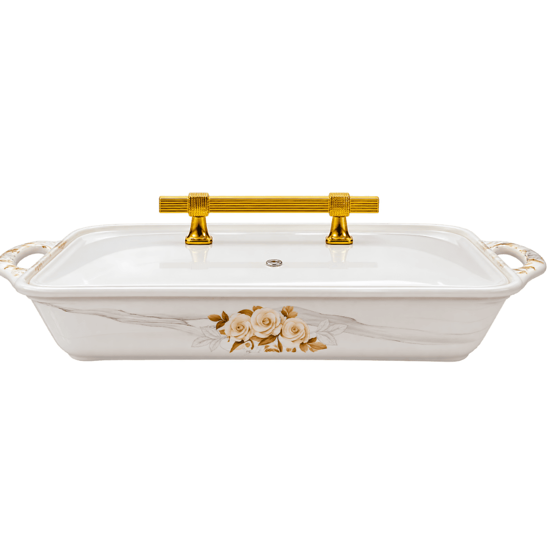 Golden Rose Square 72 Piece Melamine Dinner Set | YB Melamine - Image 2