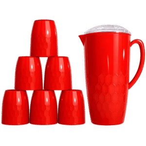 Crystal Vibrant Red Water Set with Jug and Glasses | YB Melamine