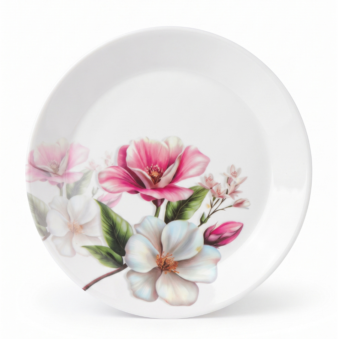 Pink & White Floral Bouquet 72 Piece Melamine Dinner Set | YB Melamine