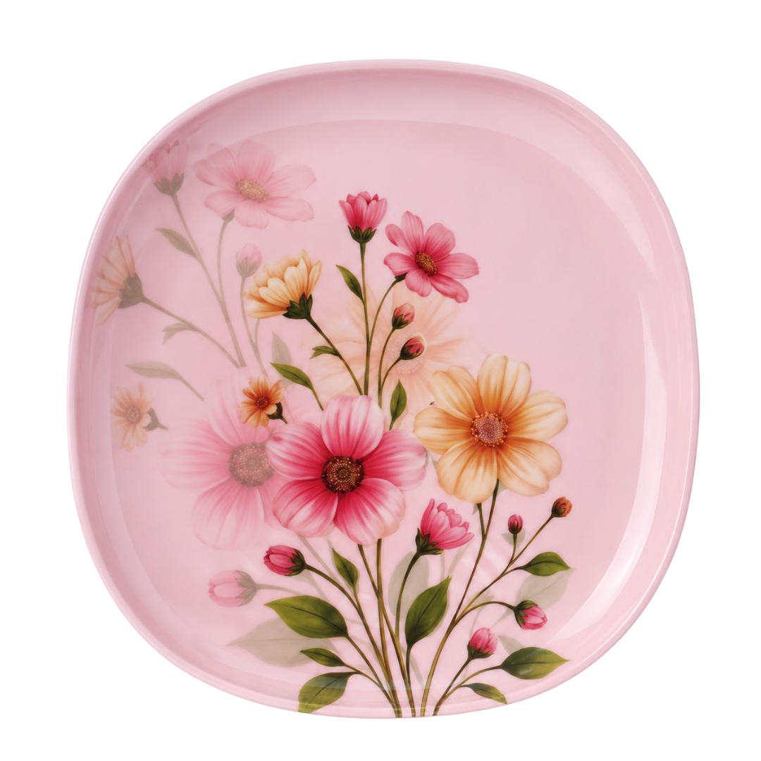 Pink Wildflower Garden 72 Piece Melamine Dinner Set | YB Melamine