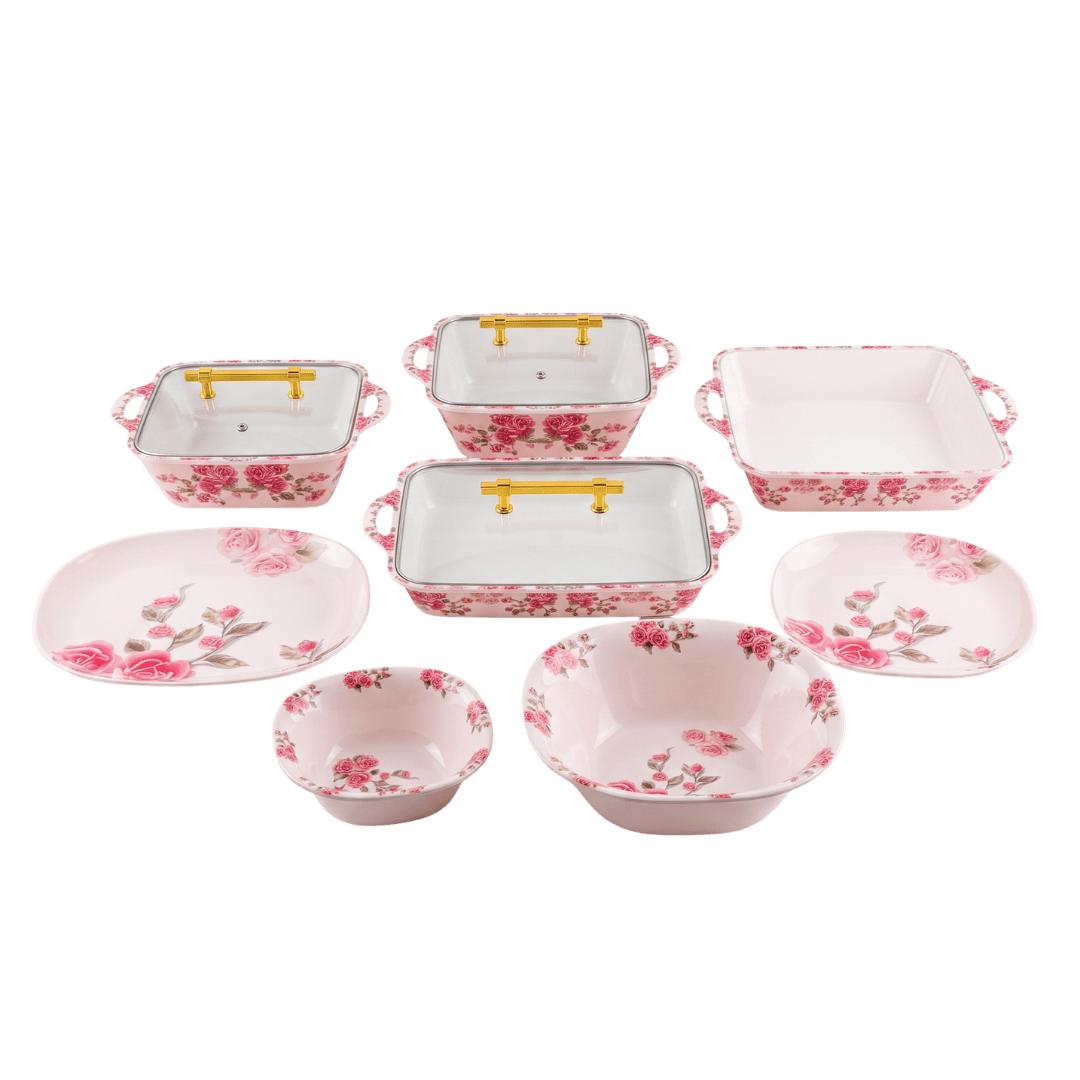 Classic Pink Rose 72 Piece Melamine Dinner Set | YB Melamine - Image 2