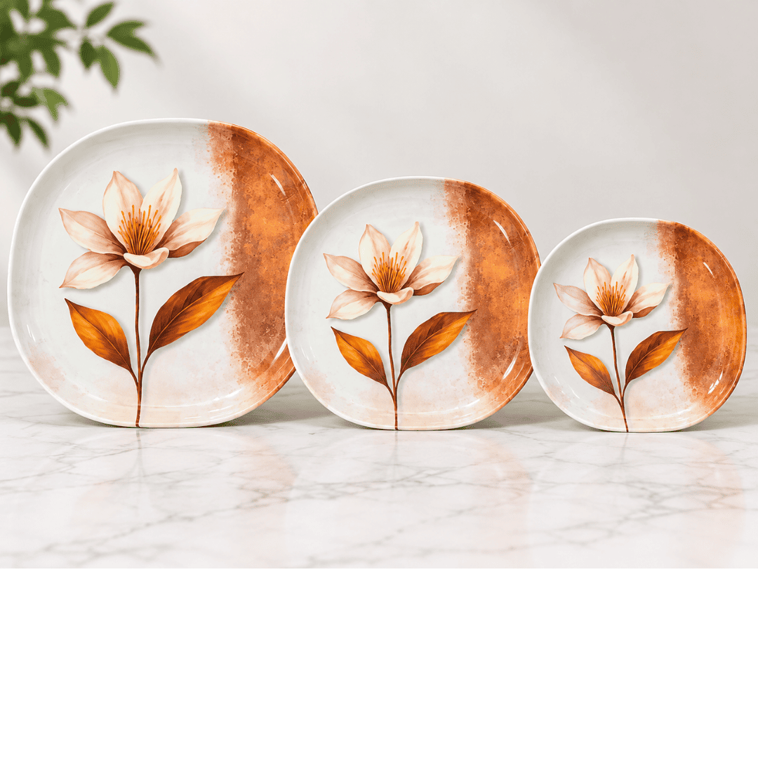 Terracotta Blossom 72 Piece Melamine Dinner Set | YB Melamine - Image 2