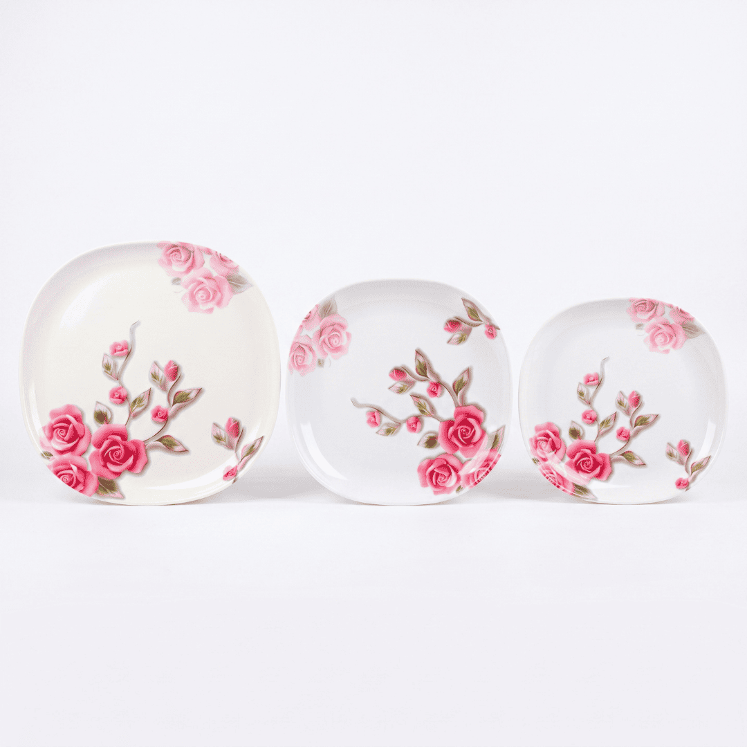 Classic Pink Rose 72 Piece Melamine Dinner Set | YB Melamine - Image 4
