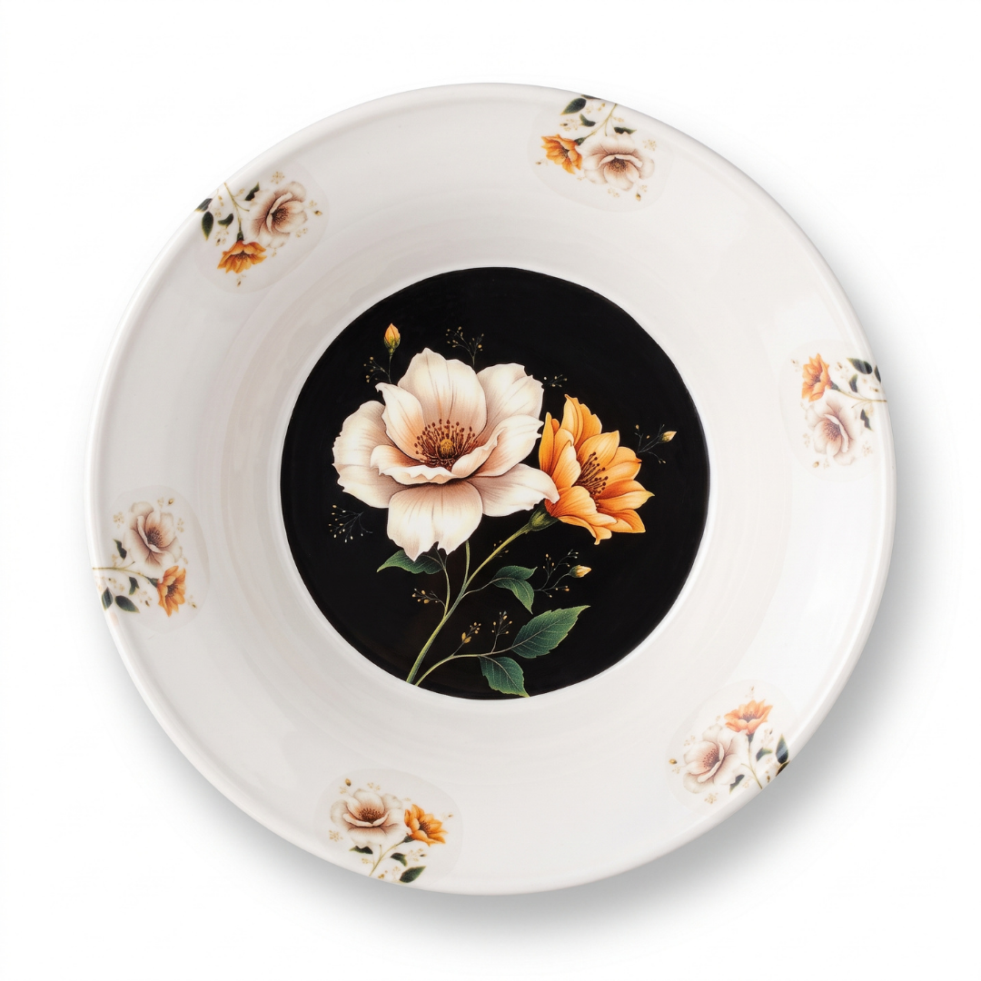 Jet Black & Gold Floral 72 Piece Melamine Dinner Set | YB Melamine - Image 2