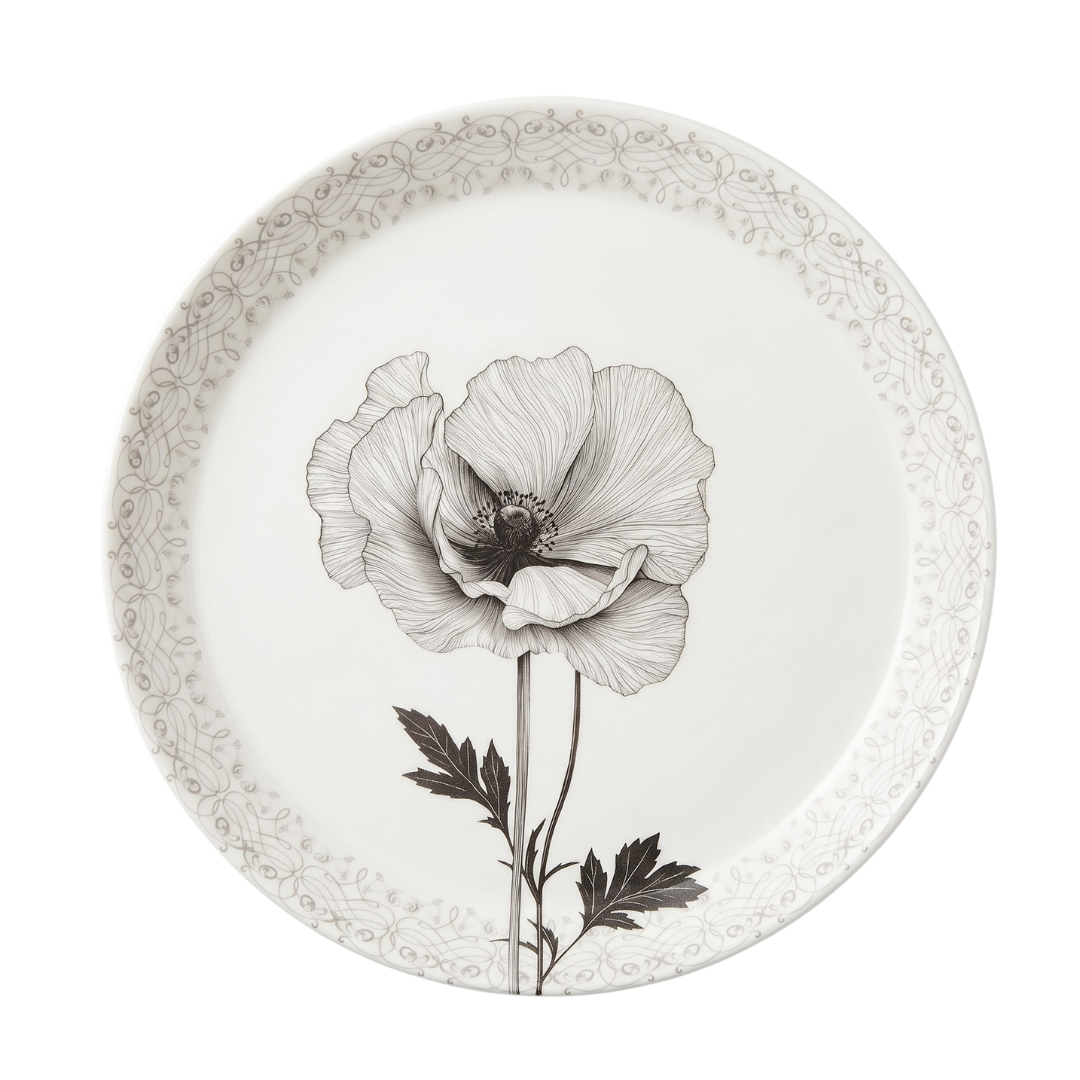Classic Black & White Poppy 72 Piece Melamine Dinner Set | YB Melamine