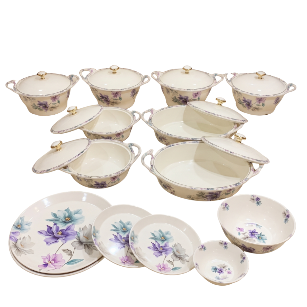 Mint & Purple Blossom 72 Piece Melamine Dinner Set | YB Melamine - Image 2