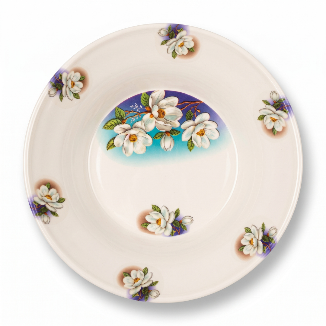 Blue & White Magnolia Floral 72 Piece Melamine Dinner Set | YB Melamine - Image 5