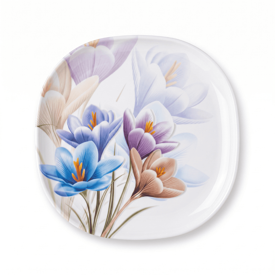 Blue & Purple Spring Floral 72 Piece Melamine Dinner Set | YB Melamine