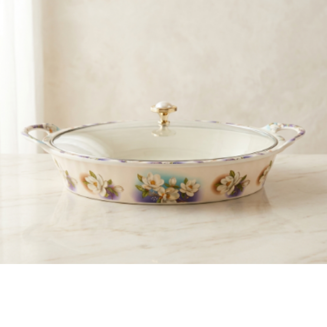 Blue & White Magnolia Floral 72 Piece Melamine Dinner Set | YB Melamine - Image 4