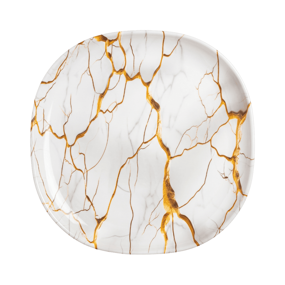 Luxury White & Gold Marble 72 Piece Melamine Dinner Set | YB Melamine