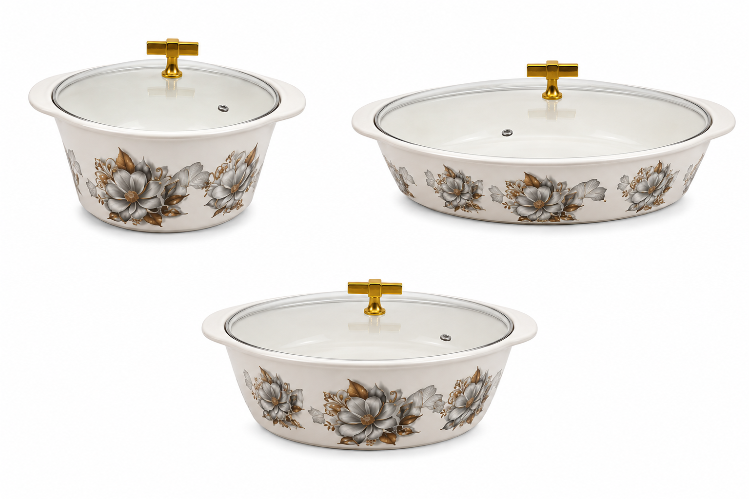 Metallic Gold Floral Elegance 72 Piece Melamine Dinner Set | YB Melamine - Image 2