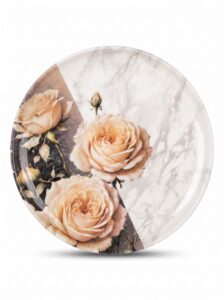 White Marble & Champagne Rose Double Glazed 80 Piece Melamine Dinner Set | YB Melamine