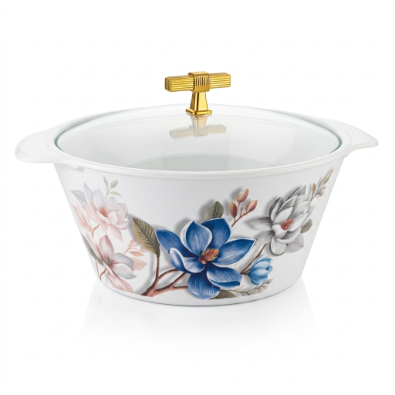 Royal Blue & Grey Floral 72 Piece Melamine Dinner Set | YB Melamine - Image 3