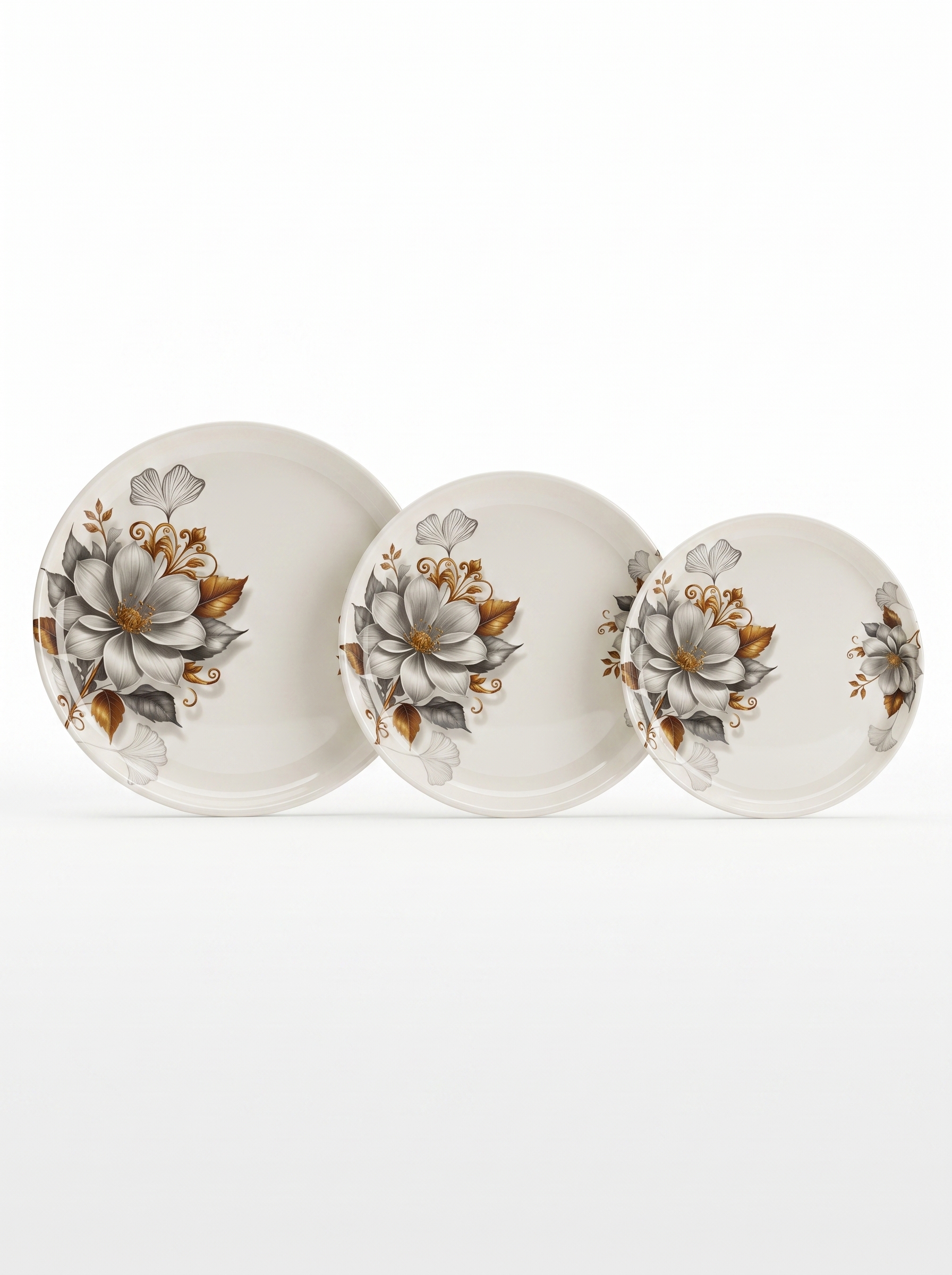 Metallic Gold Floral Elegance 72 Piece Melamine Dinner Set | YB Melamine - Image 7