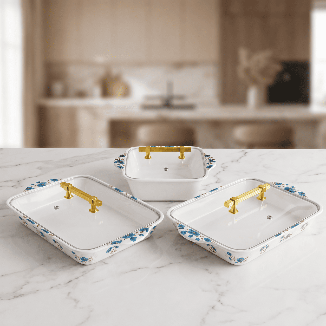 Ivory & Cobalt Blue Blossom 72 Piece Melamine Dinner Set | YB Melamine - Image 2
