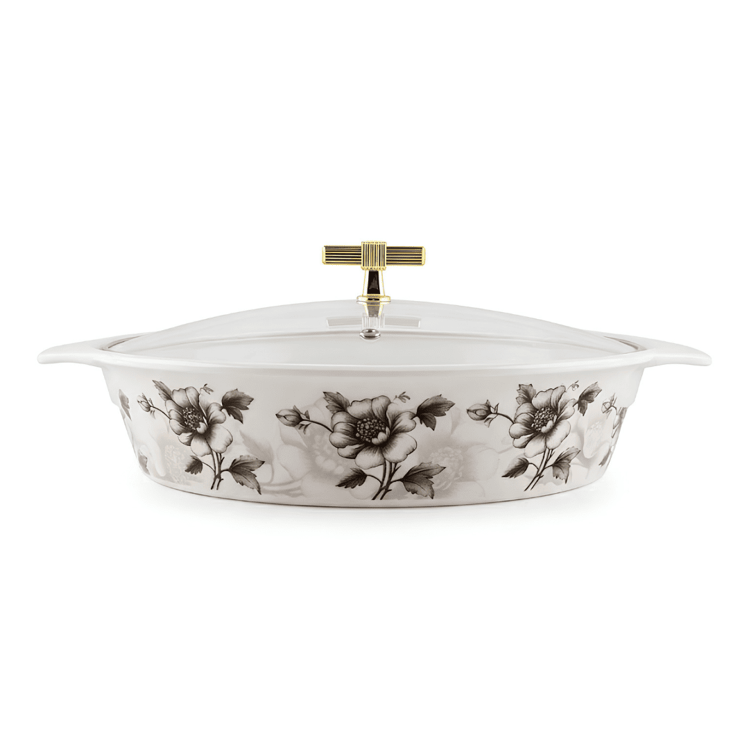 Black & White Floral 72 Piece Melamine Dinner Set | YB Melamine - Image 4