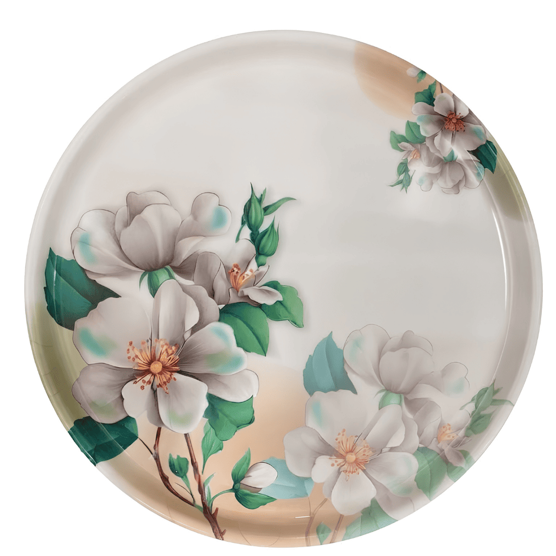 White Floral 72 Piece Melamine Dinner Set | YB Melamine