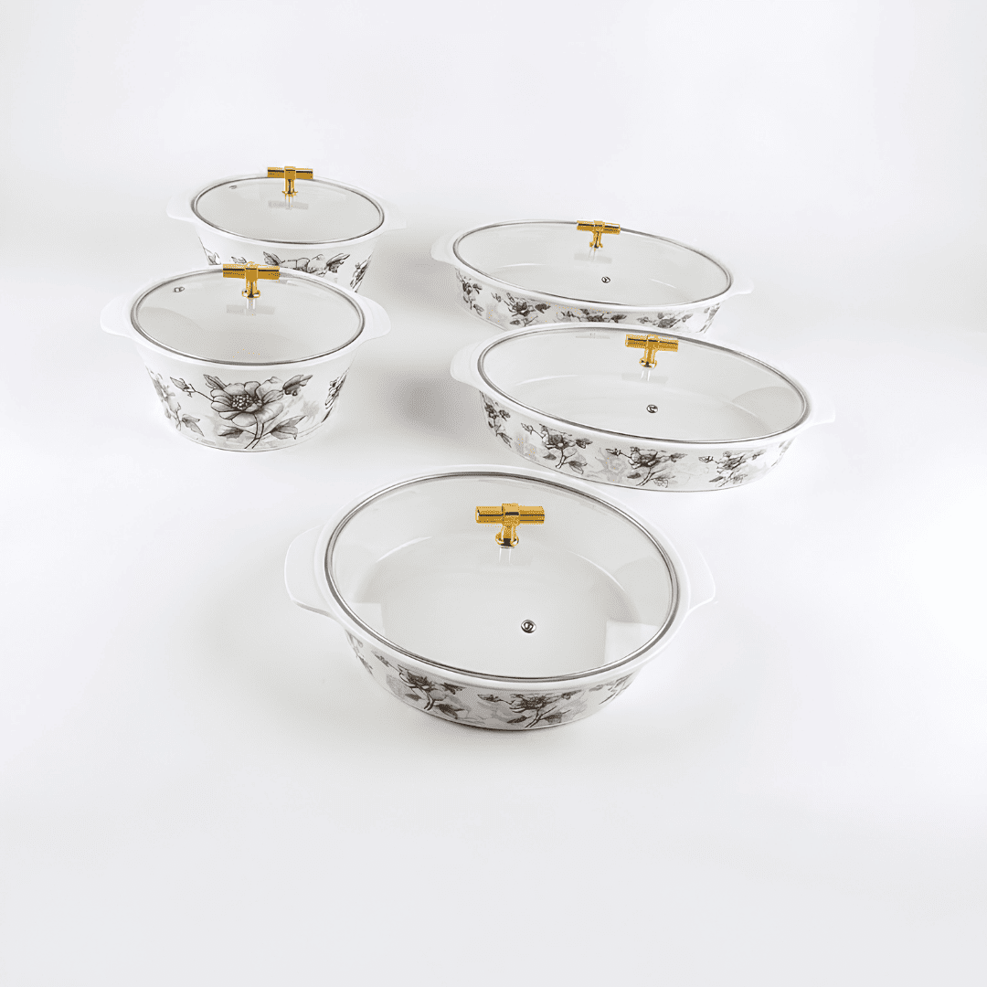 Black & White Floral 72 Piece Melamine Dinner Set | YB Melamine - Image 2
