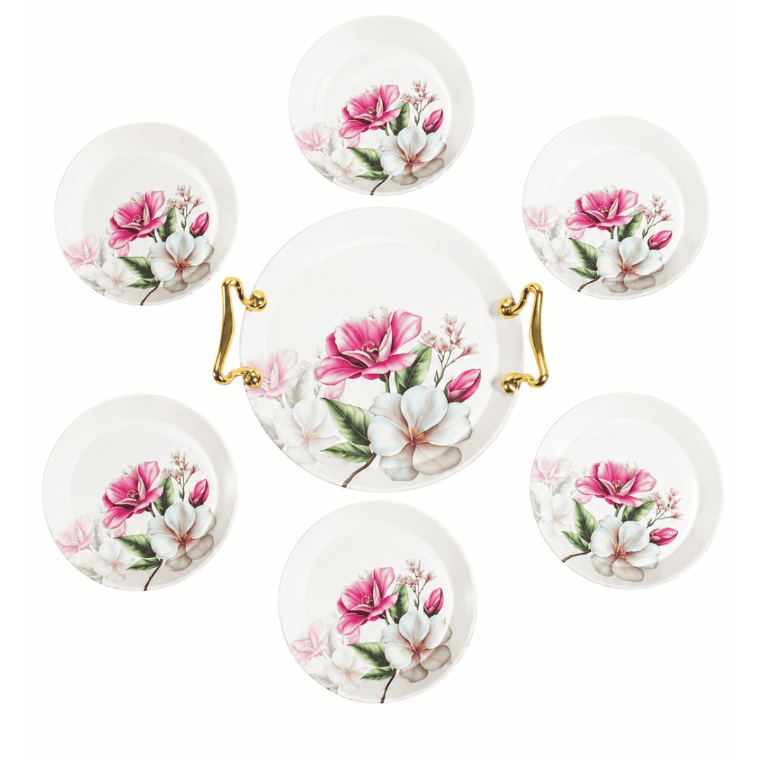 Pink & White Floral Melamine Cake Set | YB Melamine