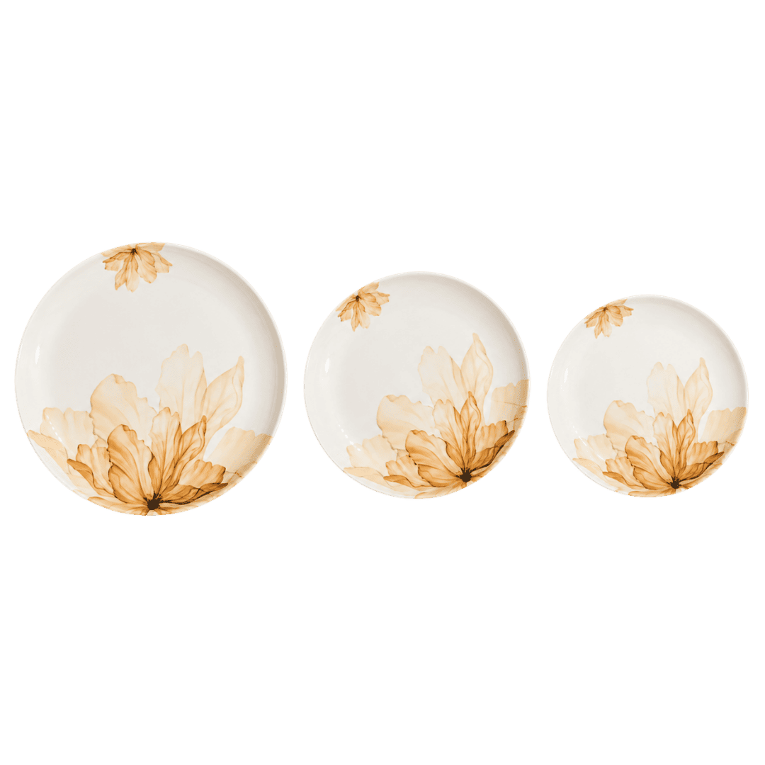 Soft Peach & Beige Abstract Floral 80 Piece Double Glazed Melamine Dinner Set | YB Melamine - Image 6