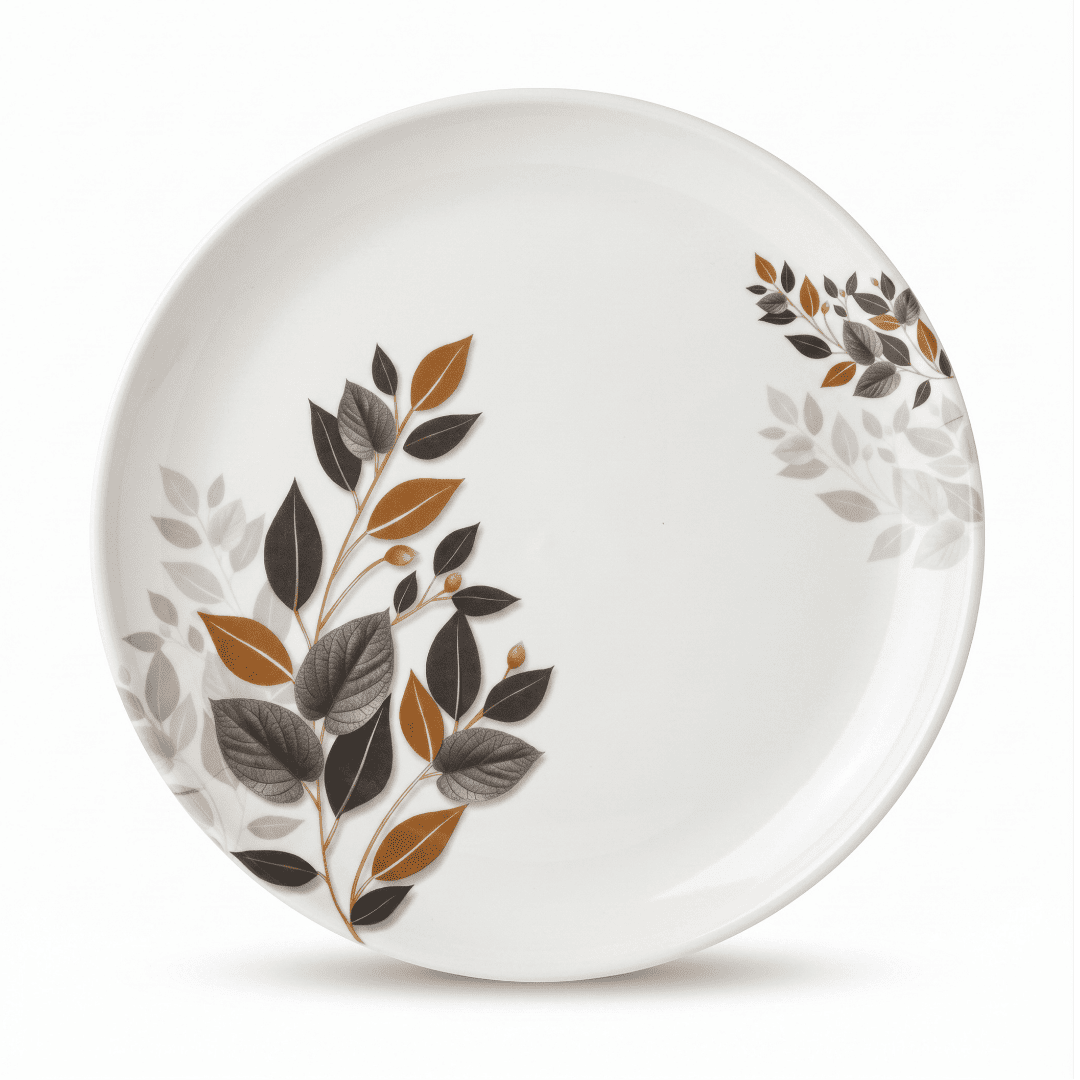 Bronze & Charcoal Foliage 80 Piece Double Glazed Melamine Dinner Set | YB Melamine