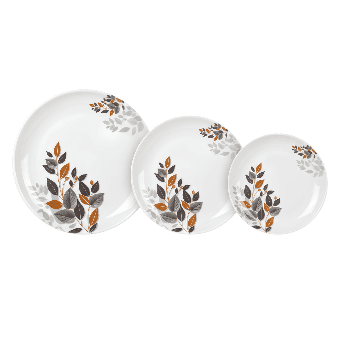 Bronze & Charcoal Foliage 80 Piece Double Glazed Melamine Dinner Set | YB Melamine - Image 7