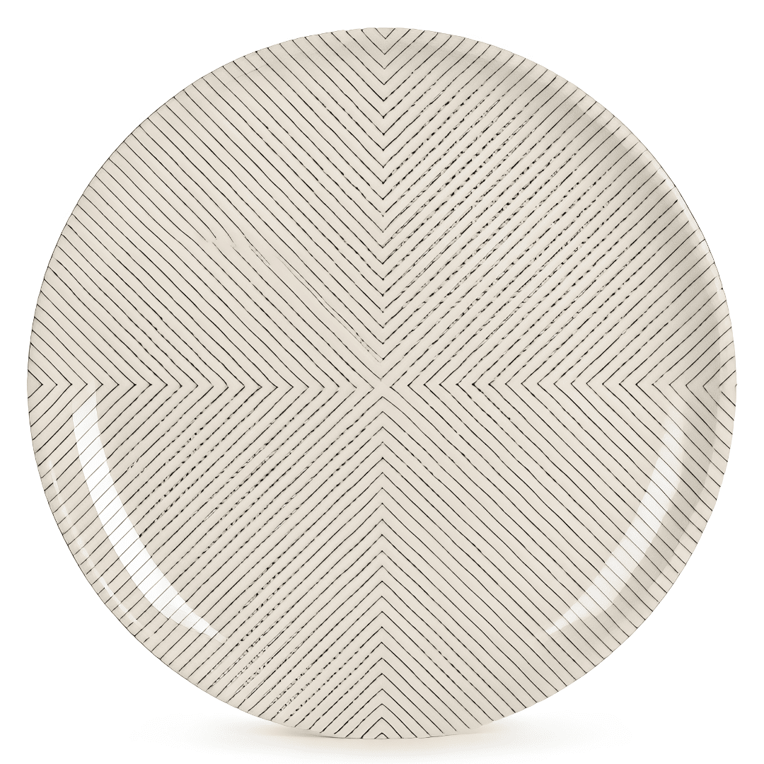 Modern Lines & Neutral Weave 80 Piece Double Glazed Melamine Dinner Set | YB Melamine