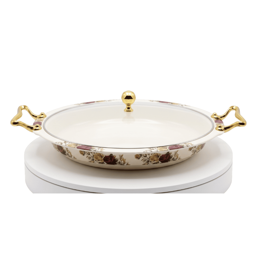 Crimson & Golden Rose Garden 80 Piece Double Glazed Melamine Dinner Set | YB Melamine - Image 2