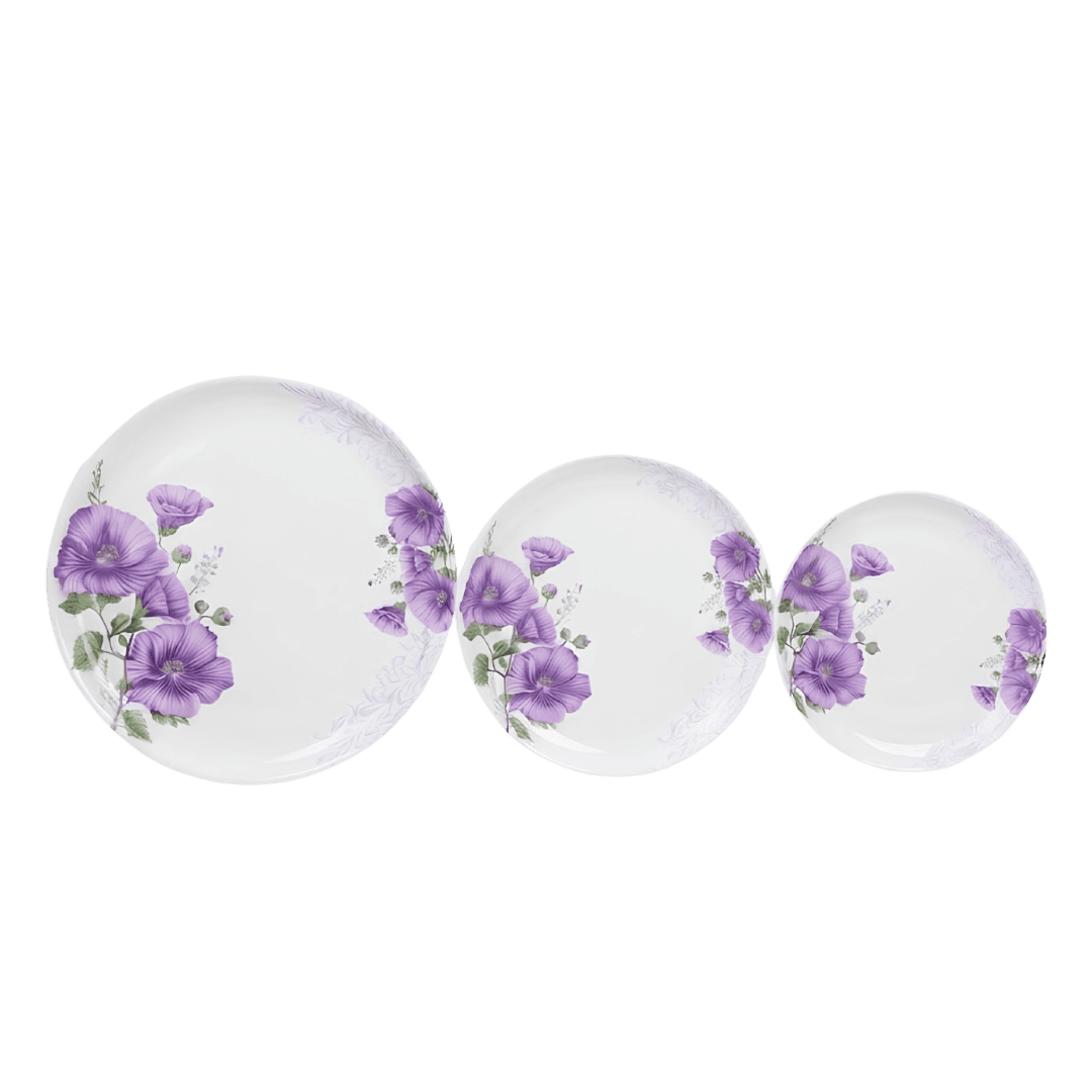 Royal Purple Floral 72 Piece Melamine Dinner Set | YB Melamine - Image 4